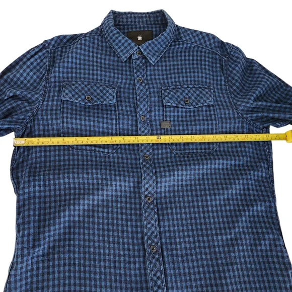 G-STAR RAW Landoh Blue Plaid Long-Sleeve Shirt L - Picture 13 of 16